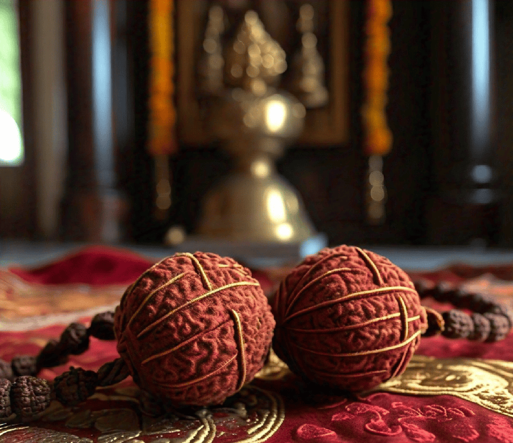 Various types of Rudraksha beads, each with distinct spiritual properties.